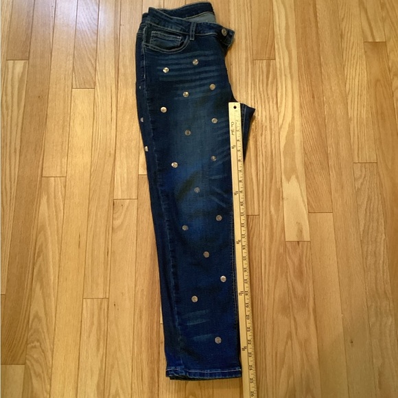 Baccini Blue Jeans with Gold Polka Dots - Picture 2 of 6